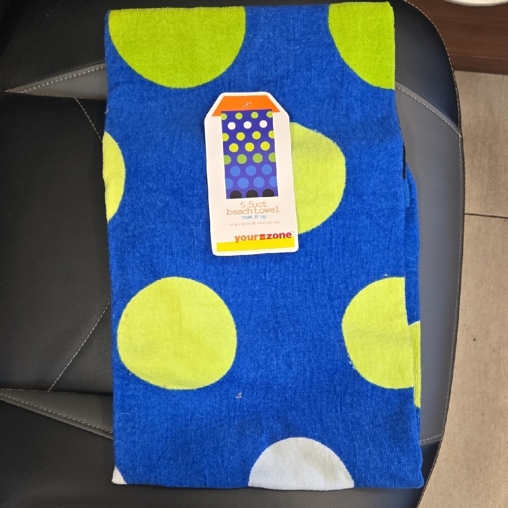 Blue and Green Polka Dot Beach Towel